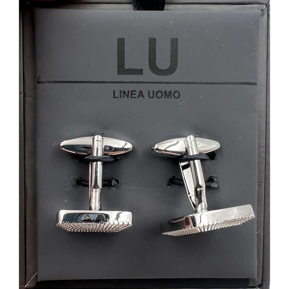 Linea Uomo Cufflinks Men's Silver Tone Square Mother of Pearl NIB